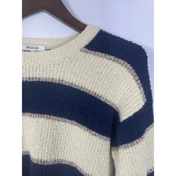 Madewell Striped Lakeville Pullover Sweater in Navy/ Cream Size XS - Picture 3 of 8